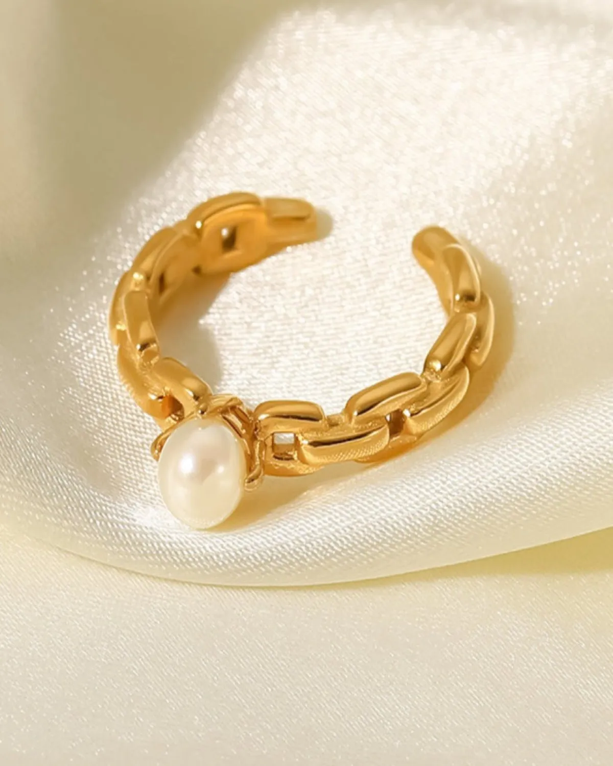 18K Pearl Ring - Link Open sold by Mason & Madison Co. product image thumbnail 4