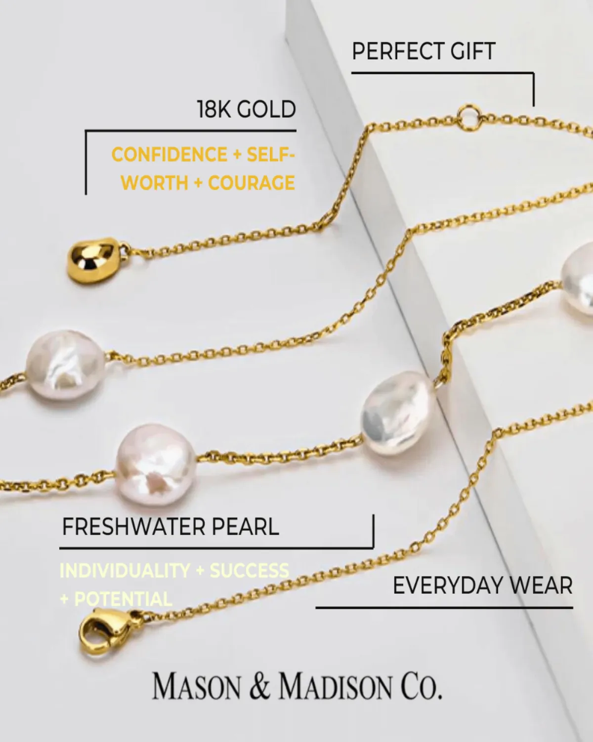 18K Pearl Chain Necklace sold by Mason & Madison Co. product image thumbnail 4