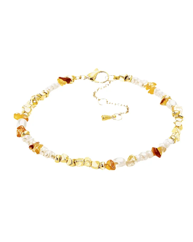 18K Pearl Chain Bracelet with Natural Stone sold by Mason & Madison Co.