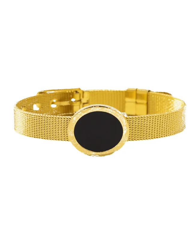 18K Gold Chain Watch Bracelet With Black Enamel sold by Mason & Madison Co.