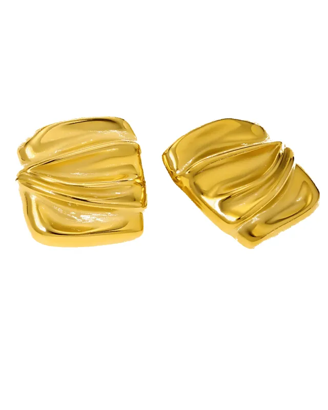 18K Gold Stud Earrings - Textured sold by Mason & Madison Co.