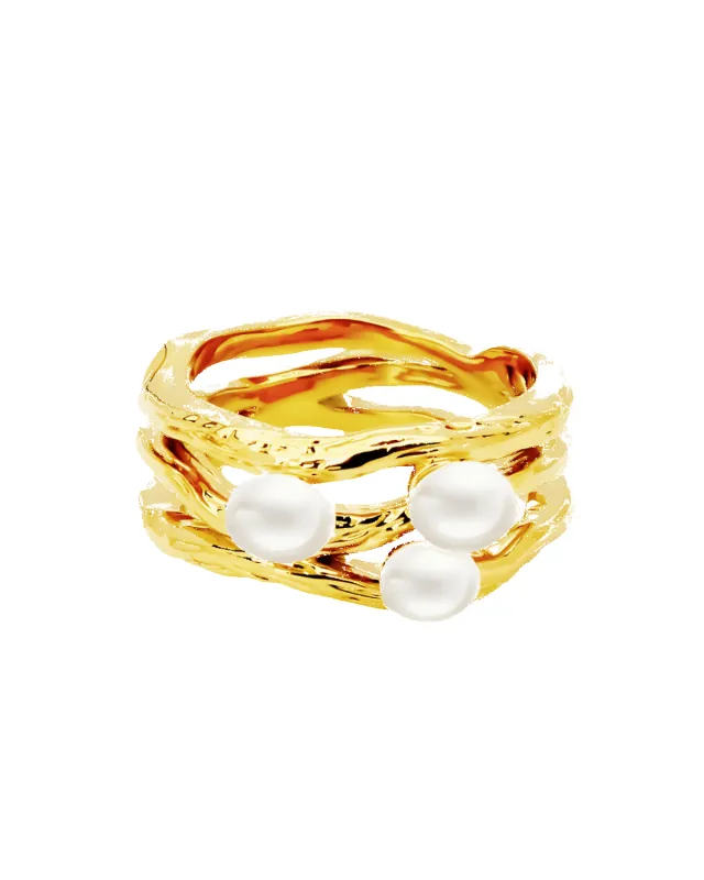 18K Pearl Ring - Three sold by Mason & Madison Co.