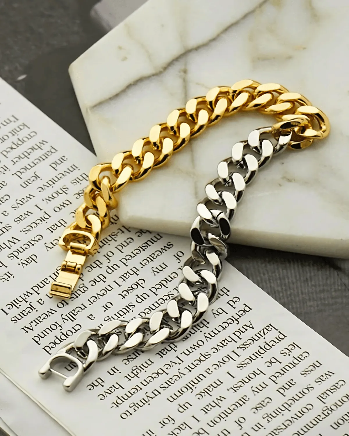 18K Gold Silver Chain Bracelet - MASON CHUNKY CHAIN™ sold by Mason & Madison Co. product image thumbnail 2