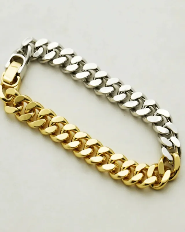 18K Gold Silver Chain Bracelet - MASON CHUNKY CHAIN™ sold by Mason & Madison Co.