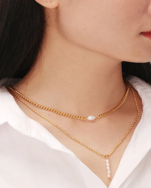 18K Layered Pearl Pendant Necklace sold by Mason & Madison Co.