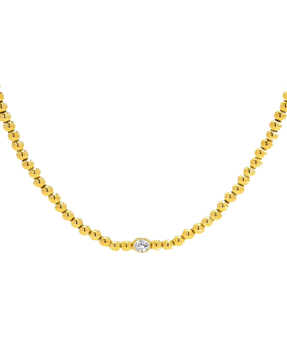 18K Gold Beaded Chain Necklace with Inlaid Diamond sold by Mason & Madison Co.