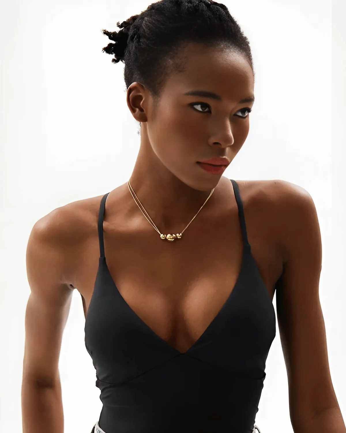 18K Gold Pendant Necklace - Triple Beads sold by Mason & Madison Co. product image thumbnail 3