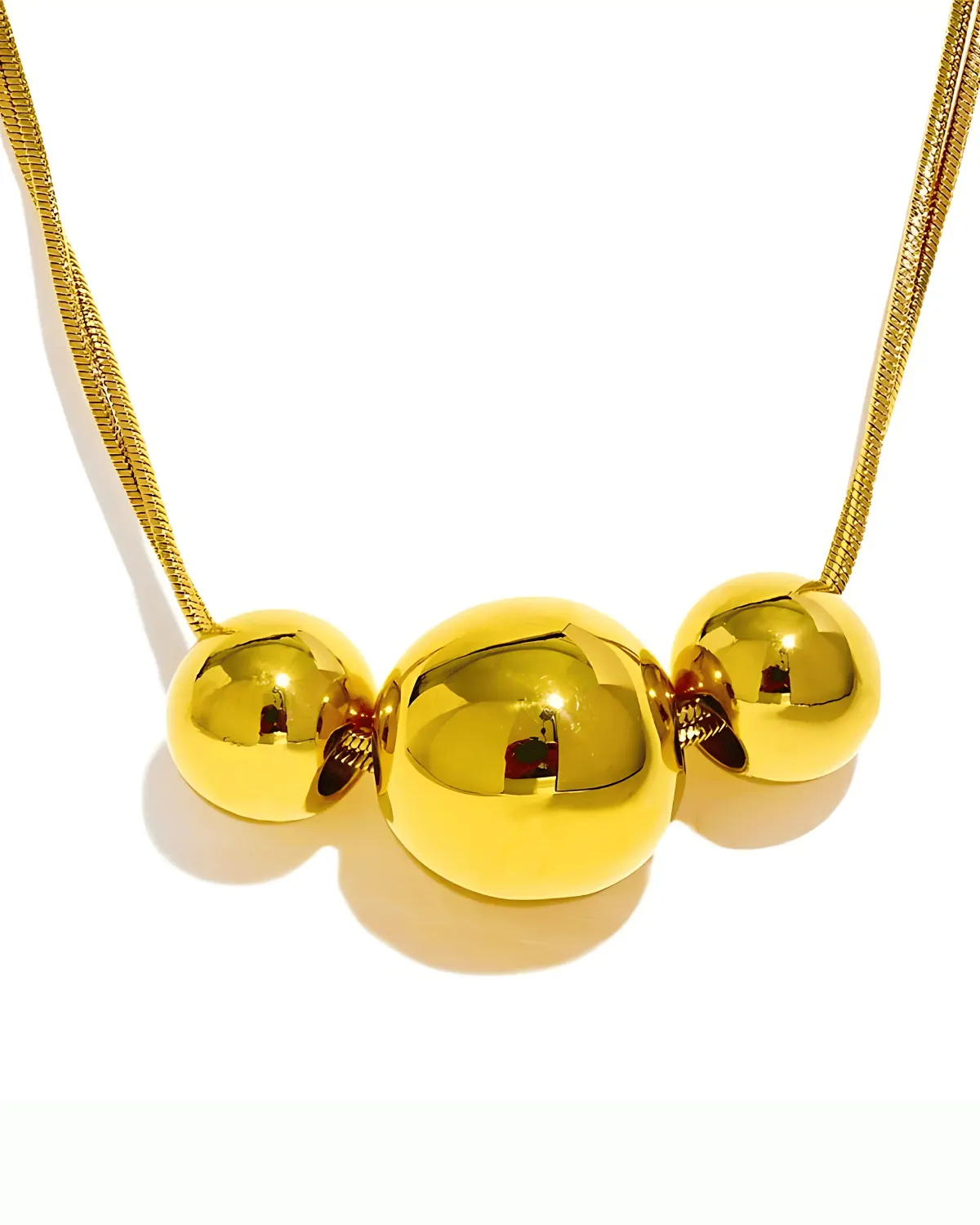 18K Gold Pendant Necklace - Triple Beads sold by Mason & Madison Co.
