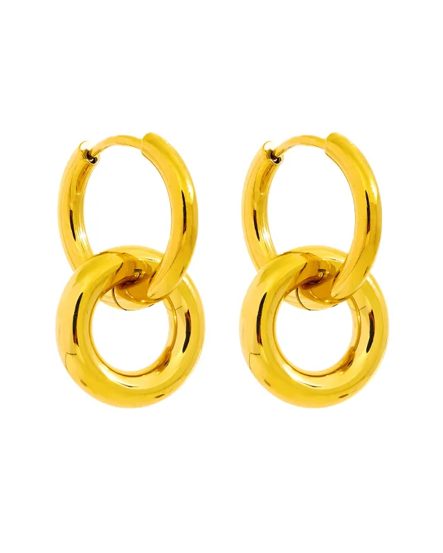 18K Gold Hoops Earrings - Double Circle sold by Mason & Madison Co.