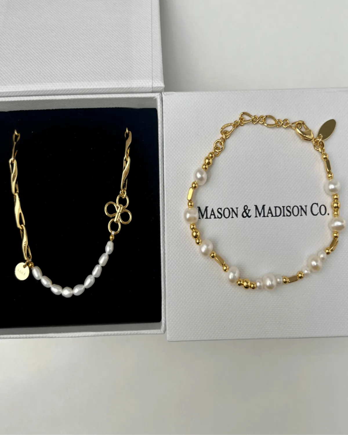 18K Pearl Chain Necklace Bracelet Bundle Set sold by Mason & Madison Co. product image thumbnail 2