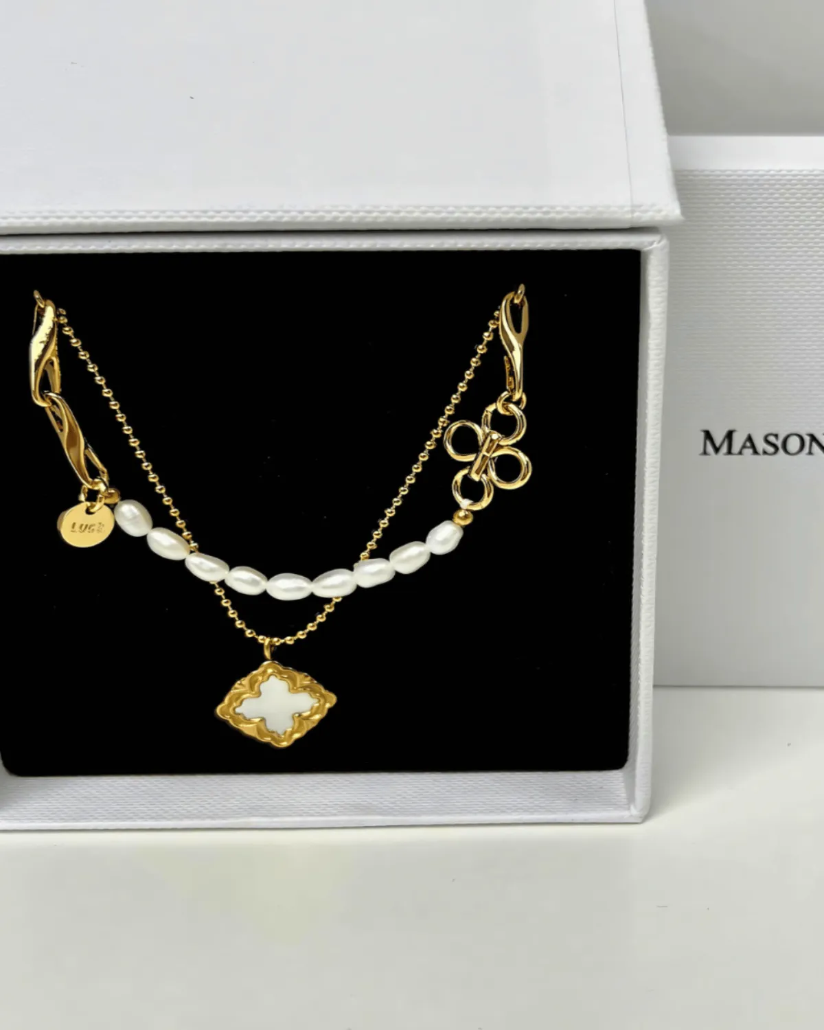 18K Gold Pearl Chain + Shell Pendant Necklace Stack Bundle sold by Mason & Madison Co. product image thumbnail 2