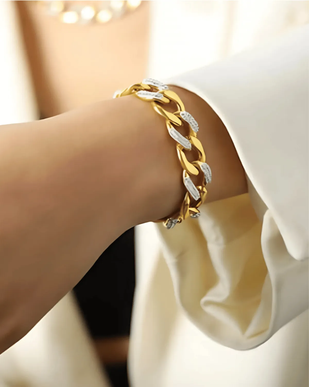 18K Diamond Gold Chunky Chain Necklace Bracelet Bundle Set sold by Mason & Madison Co. product image thumbnail 5