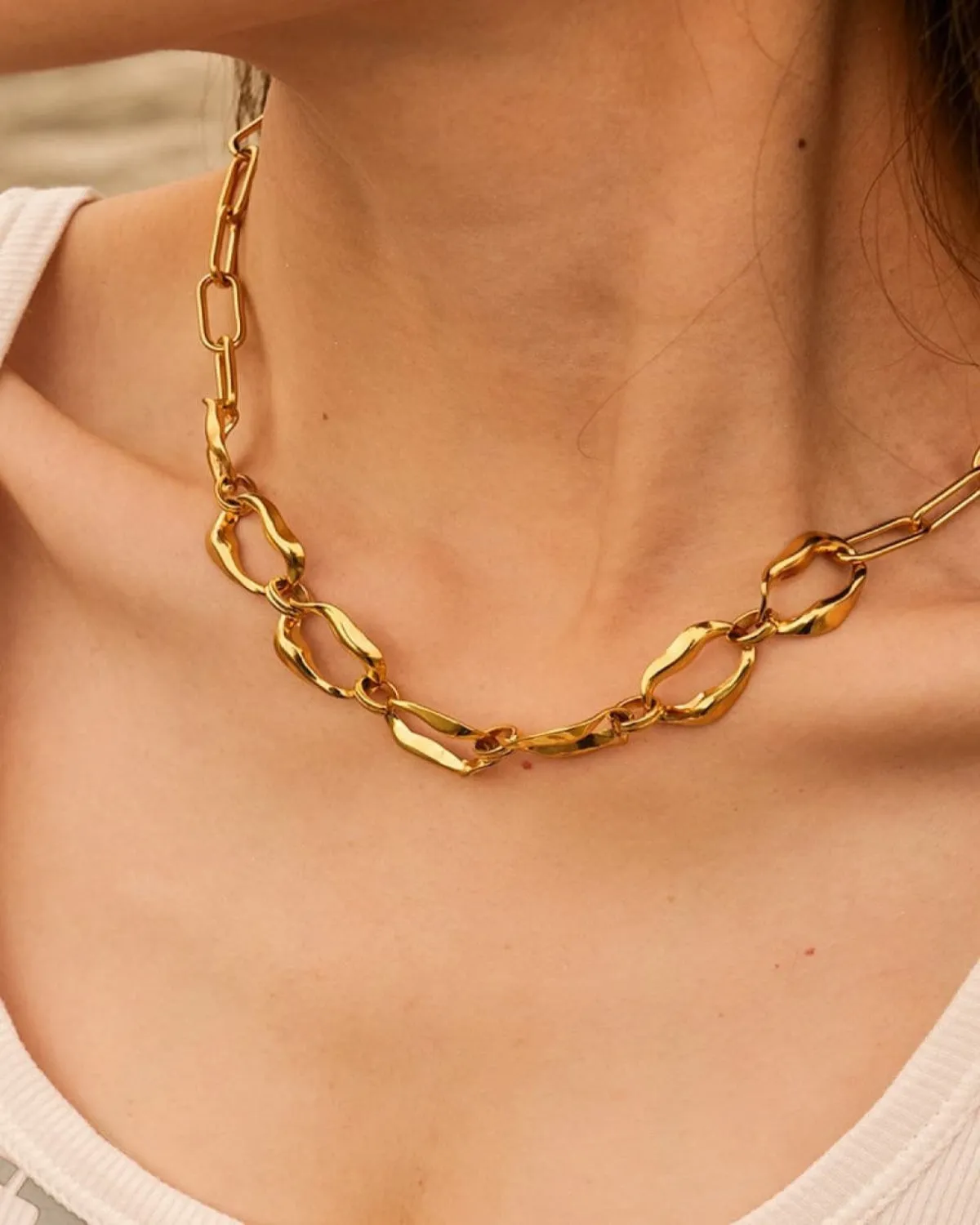 Gold Link Chain Necklace Bracelet Bundle Set sold by Mason & Madison Co. product image thumbnail 3