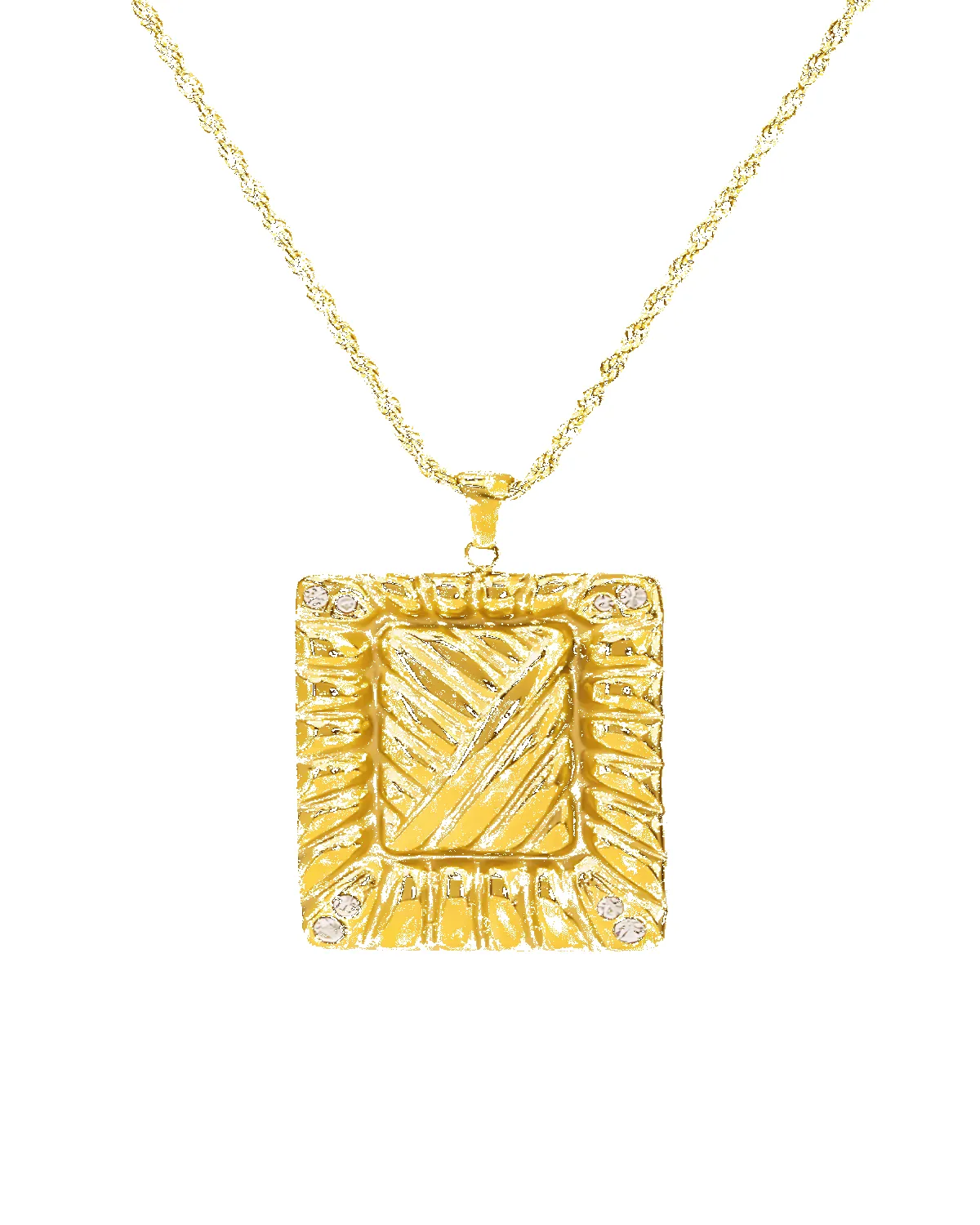 18K Gold Pendant Necklace - Rectangle With Diamonds sold by Mason & Madison Co.