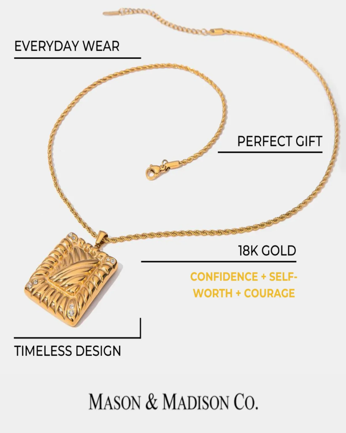 18K Gold Pendant Necklace - Rectangle With Diamonds sold by Mason & Madison Co. product image thumbnail 3