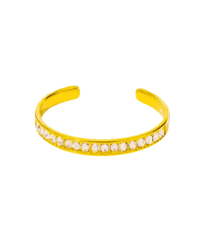 18K Gold Cuff Bracelet with Tennis Diamonds sold by Mason & Madison Co.