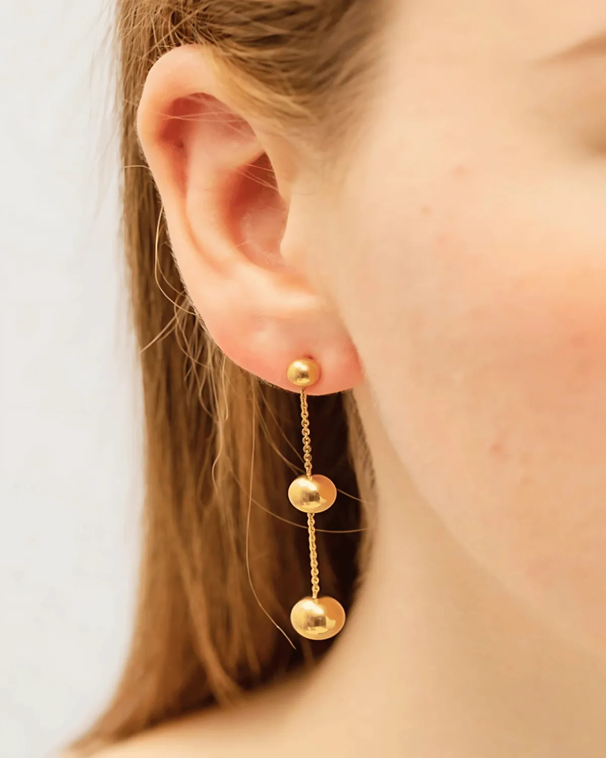 18K Gold Drop Earrings - Ball Bead Chain sold by Mason & Madison Co.