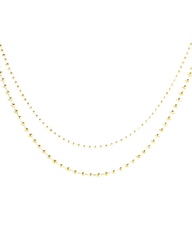 18K Gold Layered Bead Chain Necklace - Double sold by Mason & Madison Co.