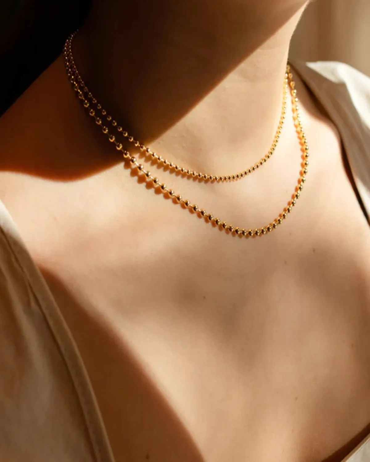 18K Gold Layered Bead Chain Necklace - Double sold by Mason & Madison Co. product image thumbnail 2