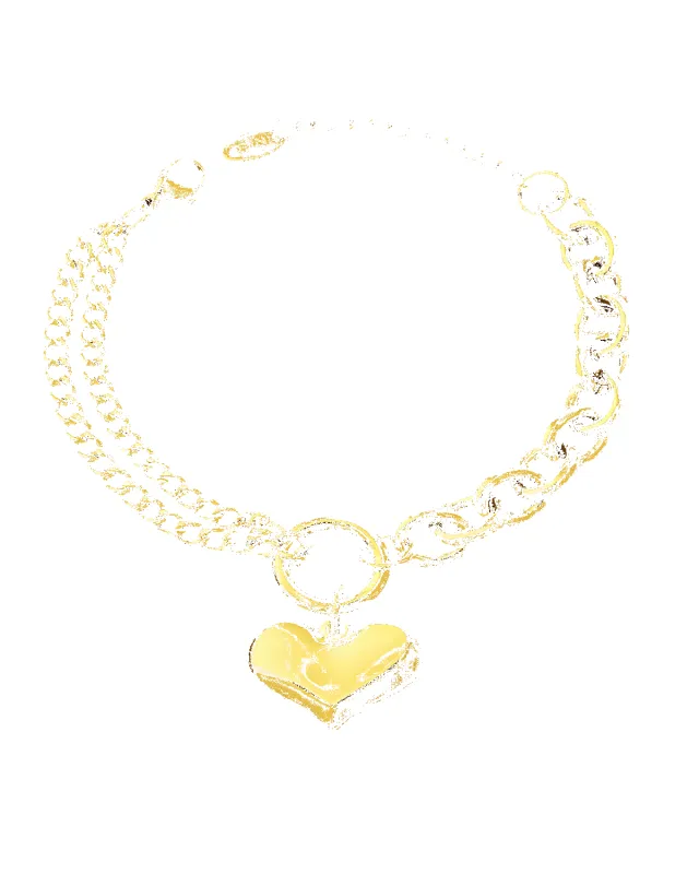 18K Gold Heart Charm Chain Bracelet sold by Mason & Madison Co.