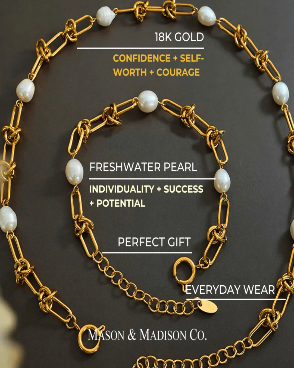 18K Pearl Chain Necklace with Knots sold by Mason & Madison Co. product image thumbnail 3