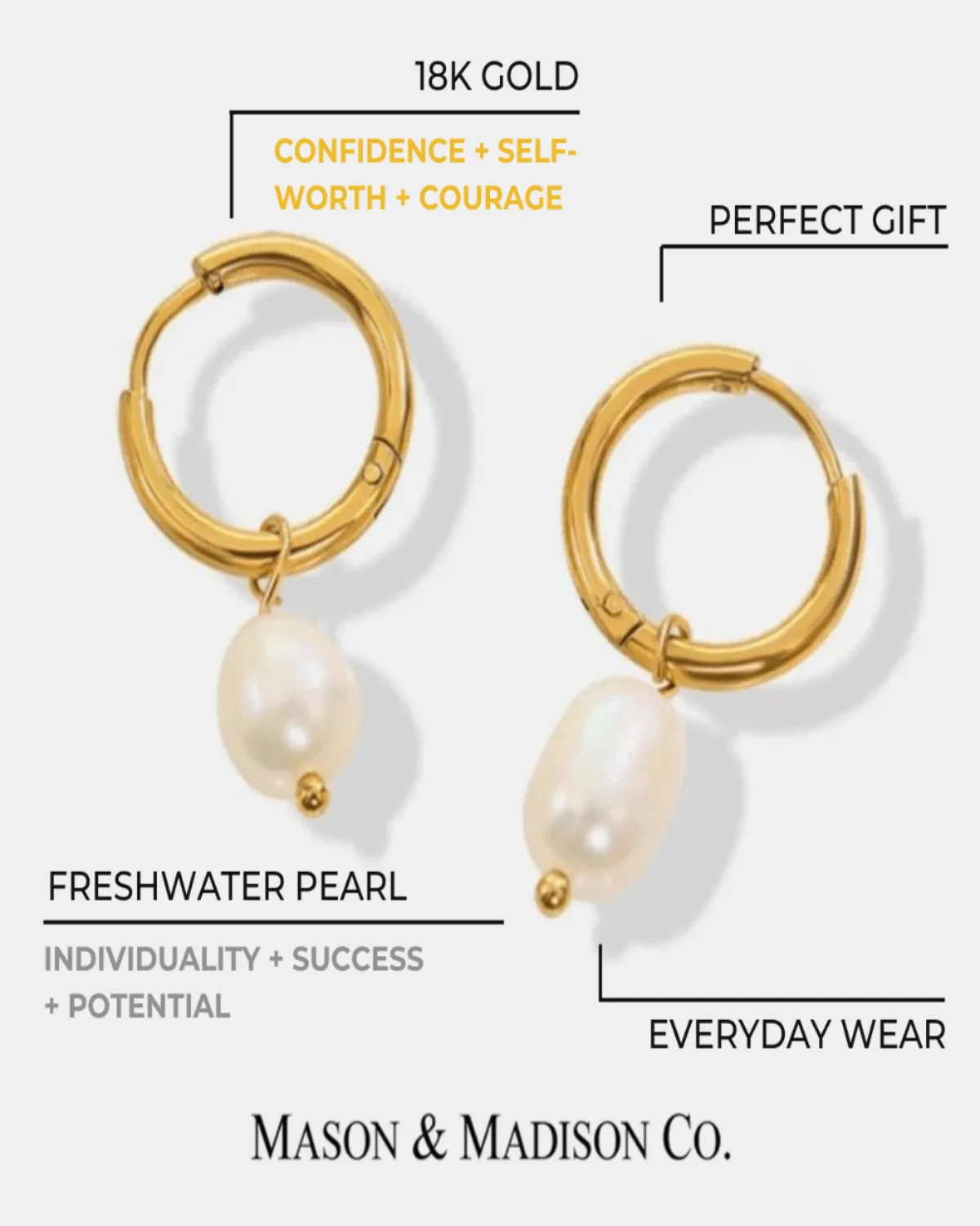 18K Pearl Drop Hoop Earrings sold by Mason & Madison Co. product image thumbnail 3