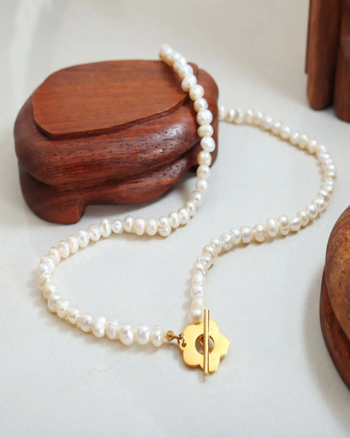 18K Pearl Chain Necklace with Flower sold by Mason & Madison Co. product image thumbnail 2