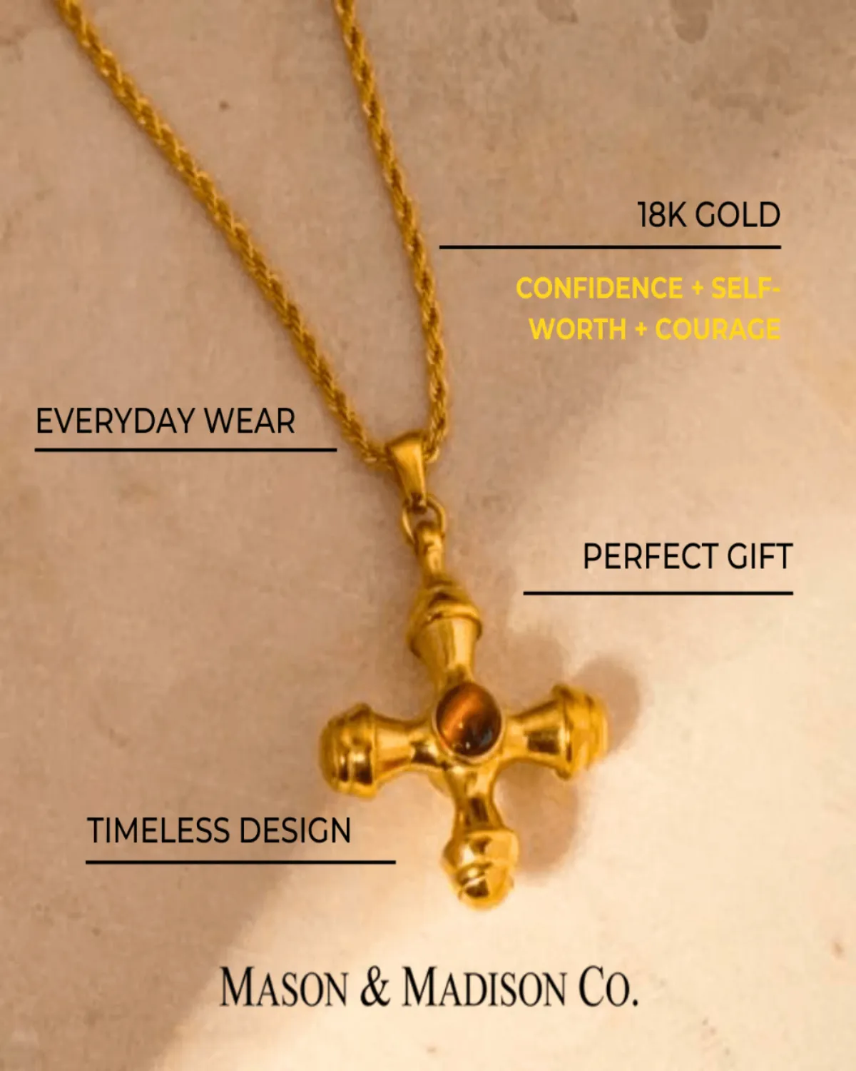 18K Gold Cross Pendant Necklace sold by Mason & Madison Co. product image thumbnail 2