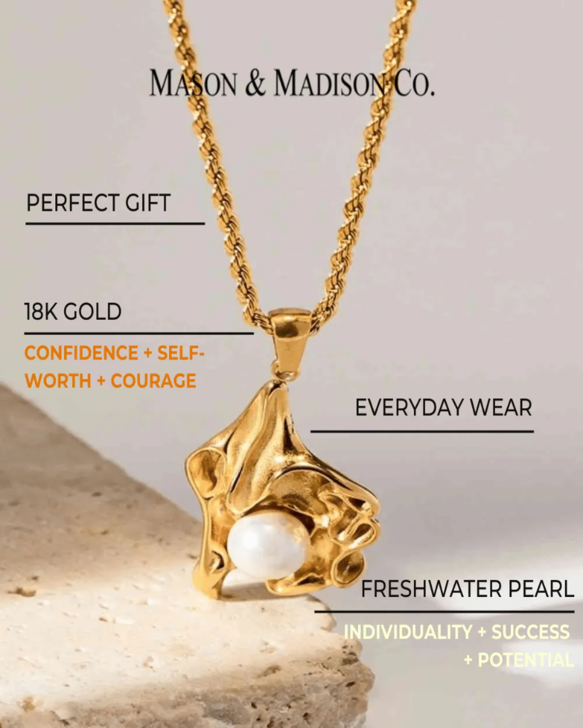 18K Gold Pendant Necklace with Pearl sold by Mason & Madison Co. product image thumbnail 3