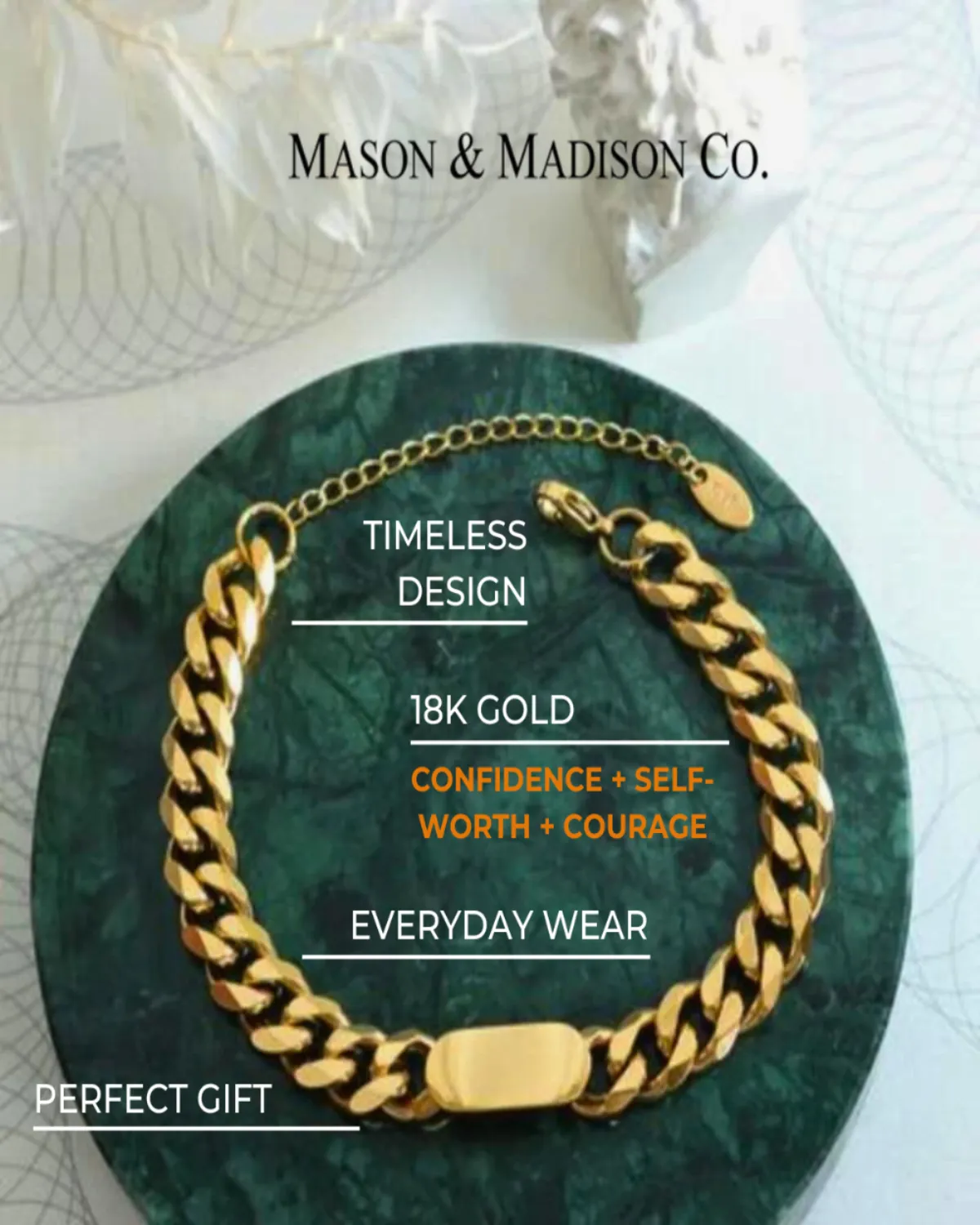 18K Gold Chain Bracelet - MASON CHUNKY CHAIN™ To Be Elegant sold by Mason & Madison Co. product image thumbnail 2