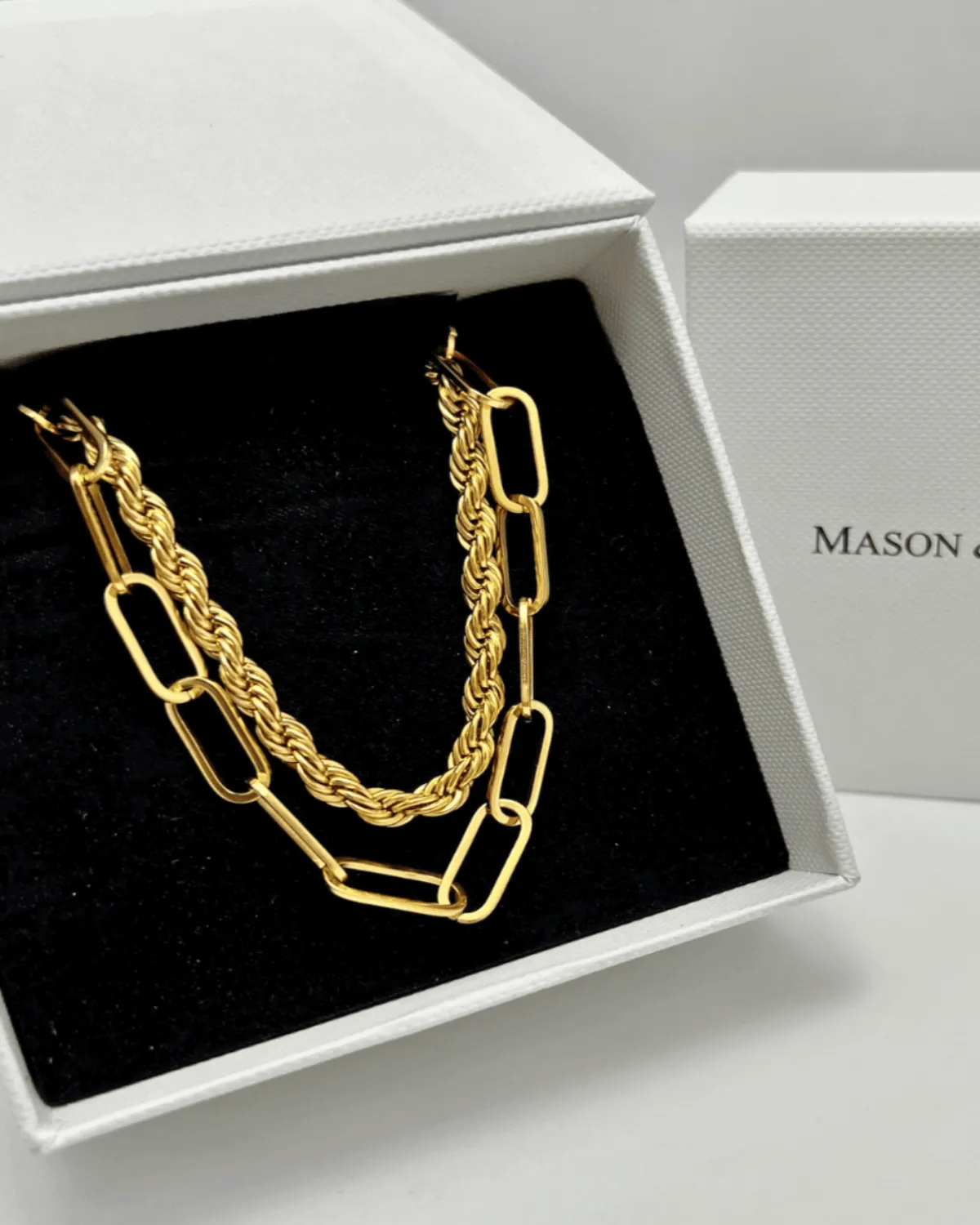 18K Gold Rope Chain + Link Chain Necklace Stack Bundle sold by Mason & Madison Co. product image thumbnail 2