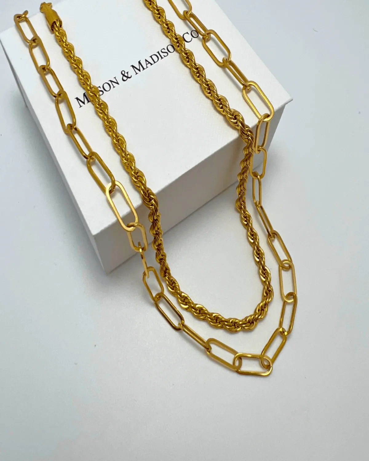 18K Gold Rope Chain + Link Chain Necklace Stack Bundle sold by Mason & Madison Co. product image thumbnail 3