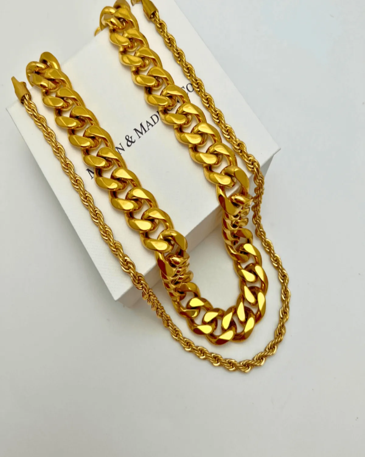 18K Gold Chunky Chain + Rope Chain Necklace Stack Bundle - MASON CHUNKY CHAIN™ sold by Mason & Madison Co.