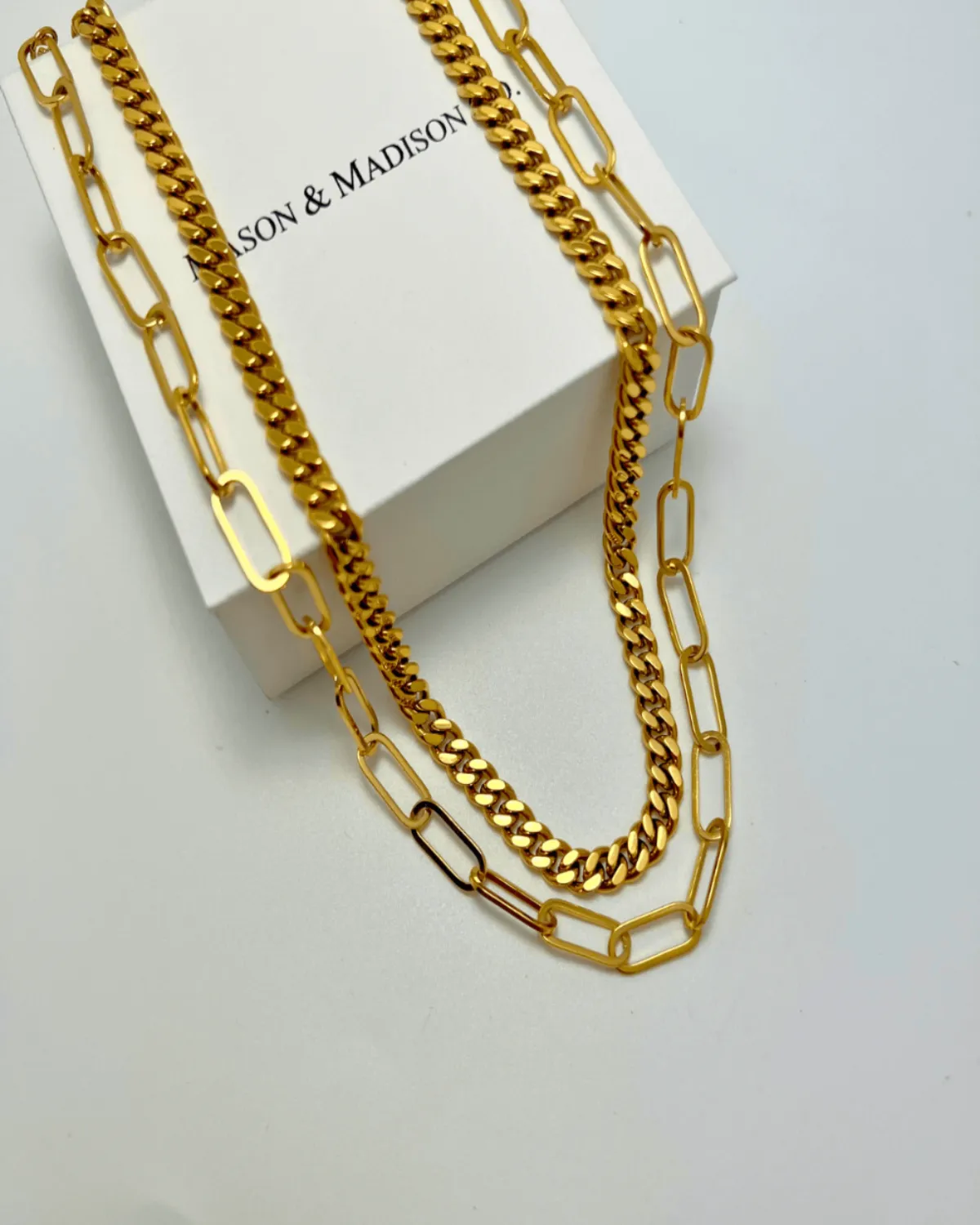 18K Gold Cable Chain + Link Chain Necklace Stack Bundle sold by Mason & Madison Co. product image thumbnail 3