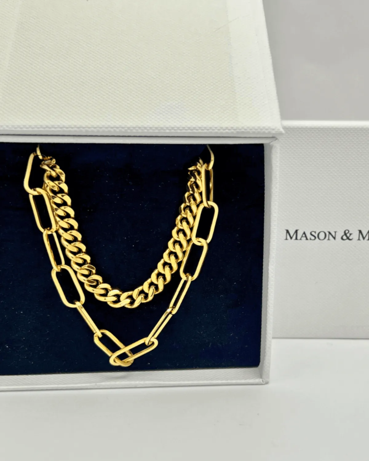 18K Gold Cable Chain + Link Chain Necklace Stack Bundle sold by Mason & Madison Co. product image thumbnail 2