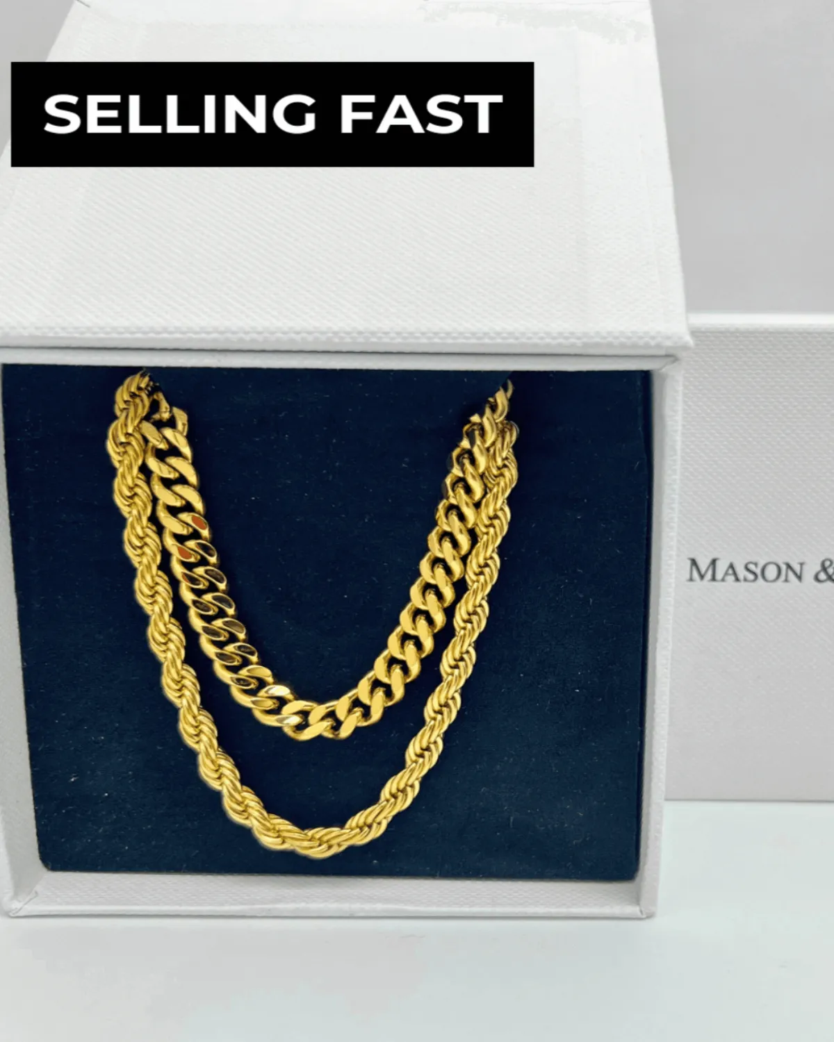 18K Gold Cable Chain + Rope Chain Necklace Stack Bundle sold by Mason & Madison Co. product image thumbnail 2