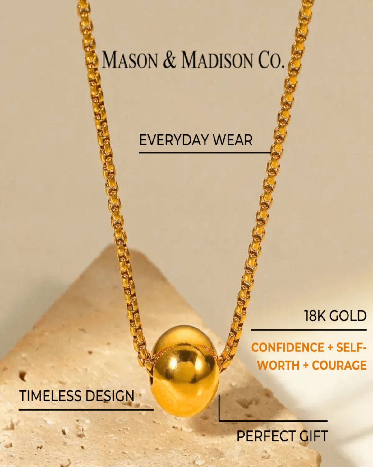 18K Gold Pendant Necklace with Round Ball sold by Mason & Madison Co. product image thumbnail 3