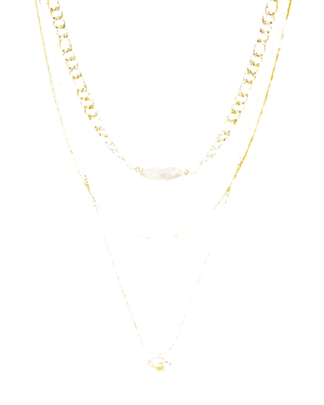 18K Gold Layered Necklace with Heart Pearl Pendant sold by Mason & Madison Co.