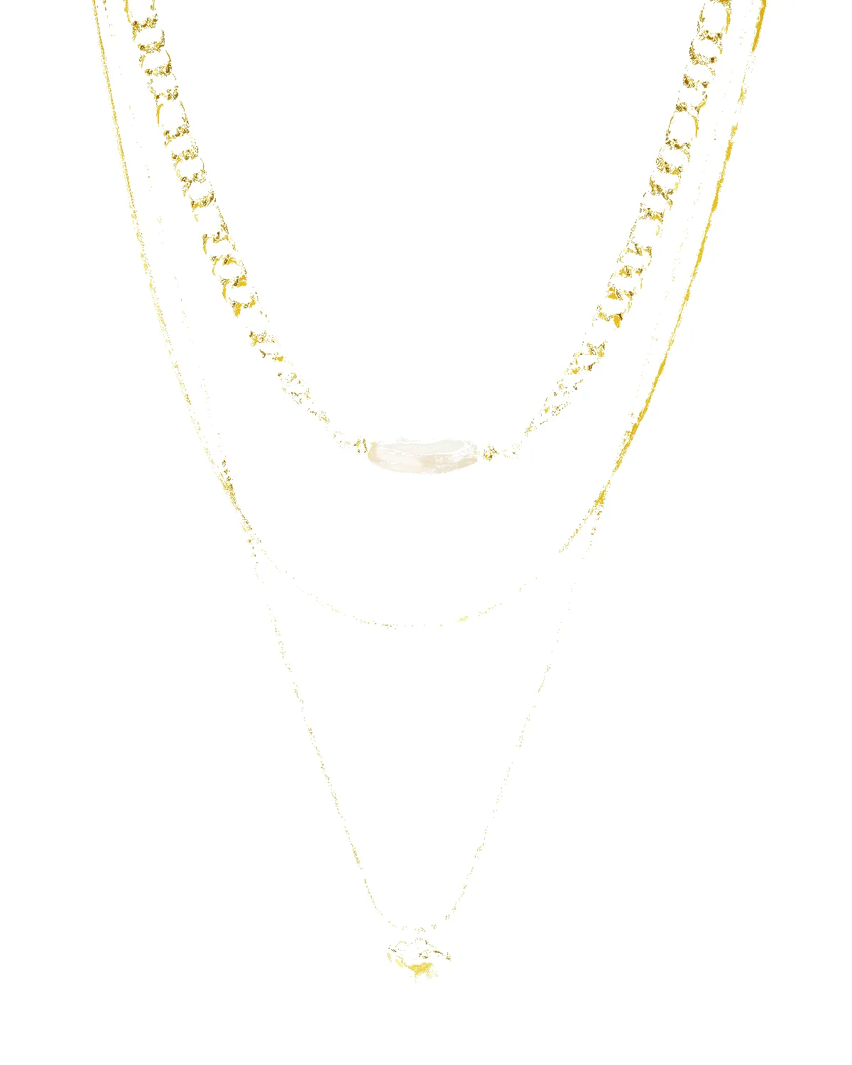 18K Gold Layered Necklace with Heart Pearl Pendant sold by Mason & Madison Co.