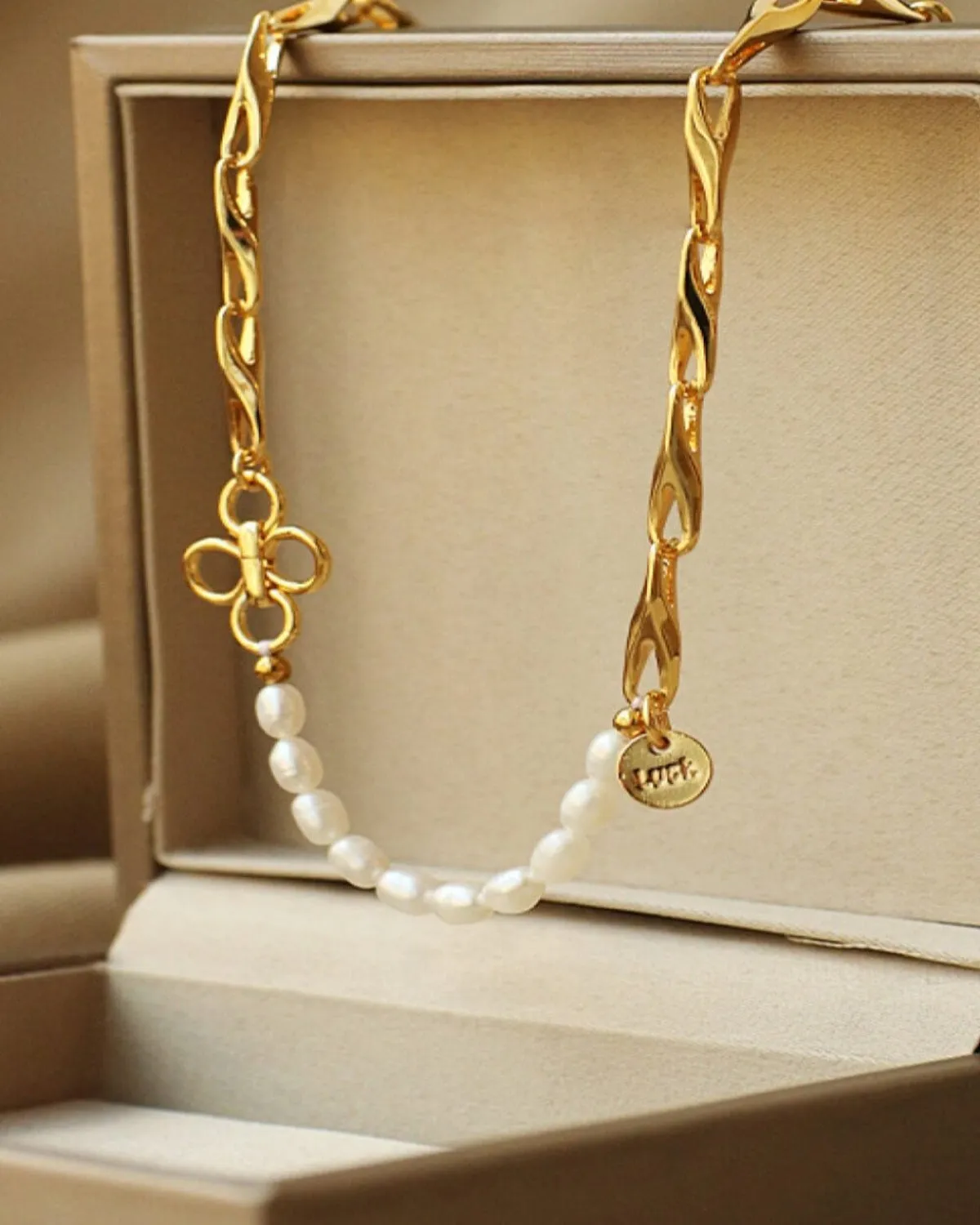 18K Pearl Chain Necklace - Decorative Twist sold by Mason & Madison Co. product image thumbnail 4