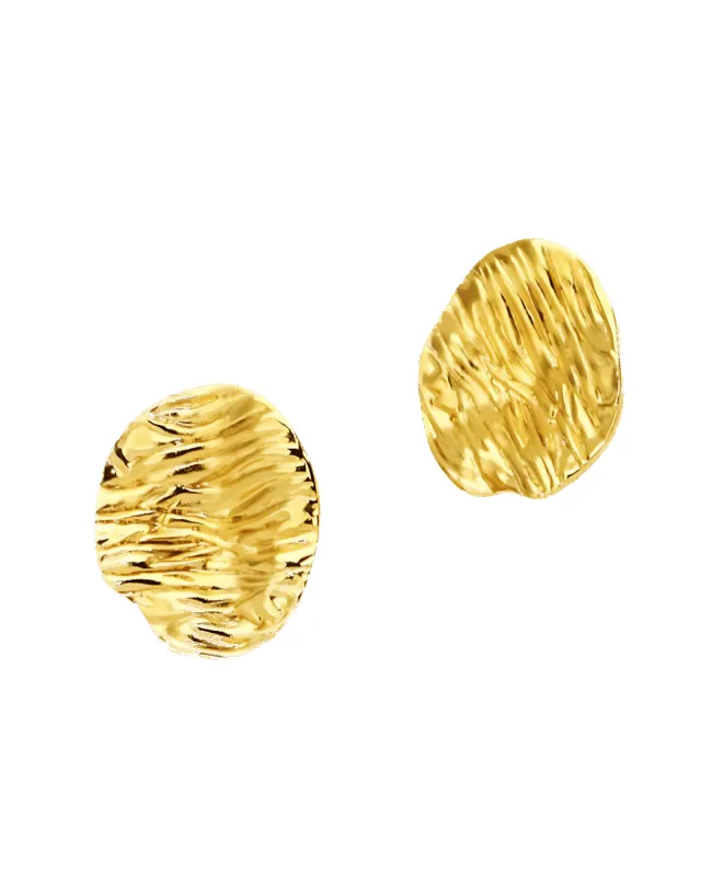 18K Gold Stud Earrings - Textured sold by Mason & Madison Co.