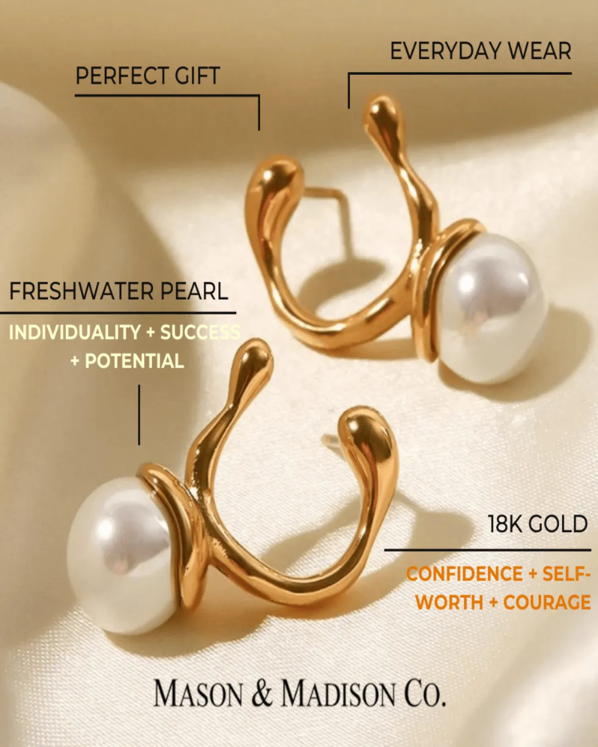 18K Pearl Stud Earrings - Always Fashion sold by Mason & Madison Co. product image thumbnail 3