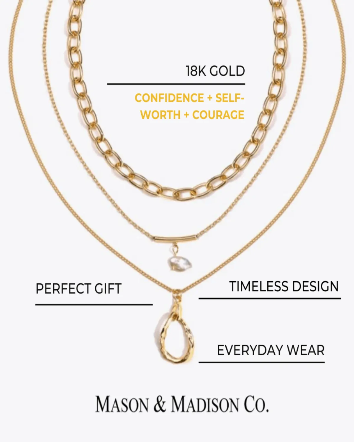 18K Gold Layered Necklace - Want To Know You Better sold by Mason & Madison Co. product image thumbnail 3