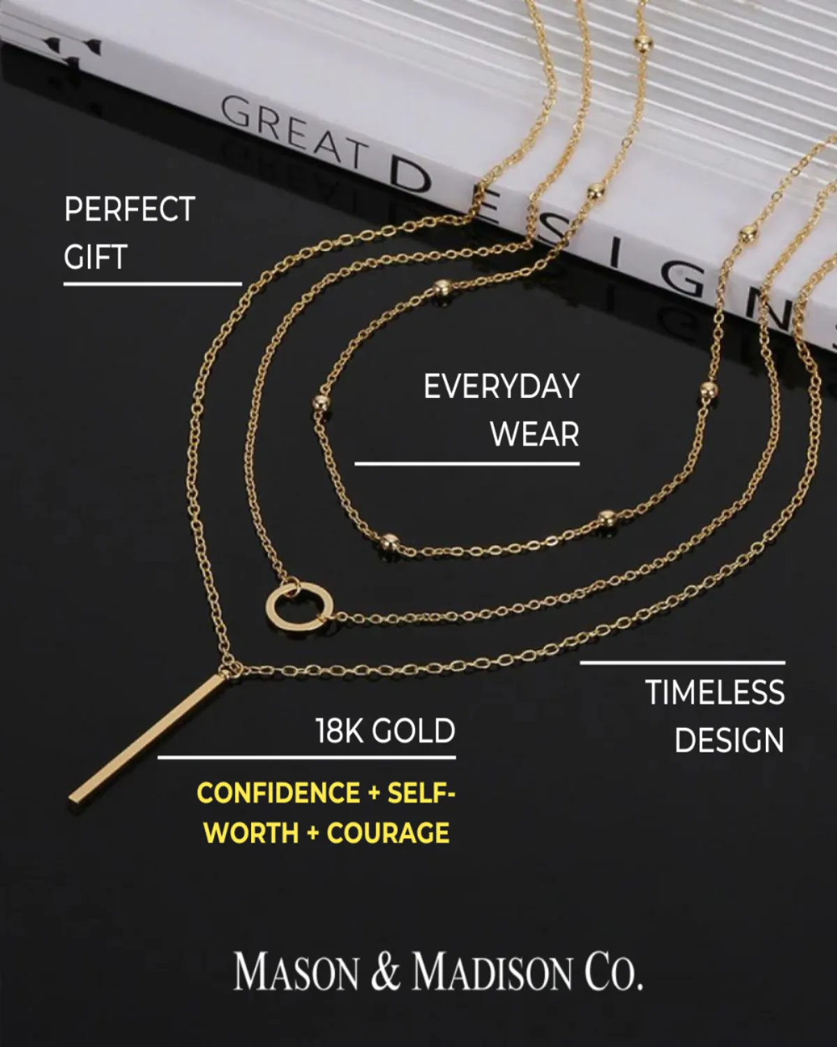 18K Gold Layering Chain Necklaces Set sold by Mason & Madison Co. product image thumbnail 2