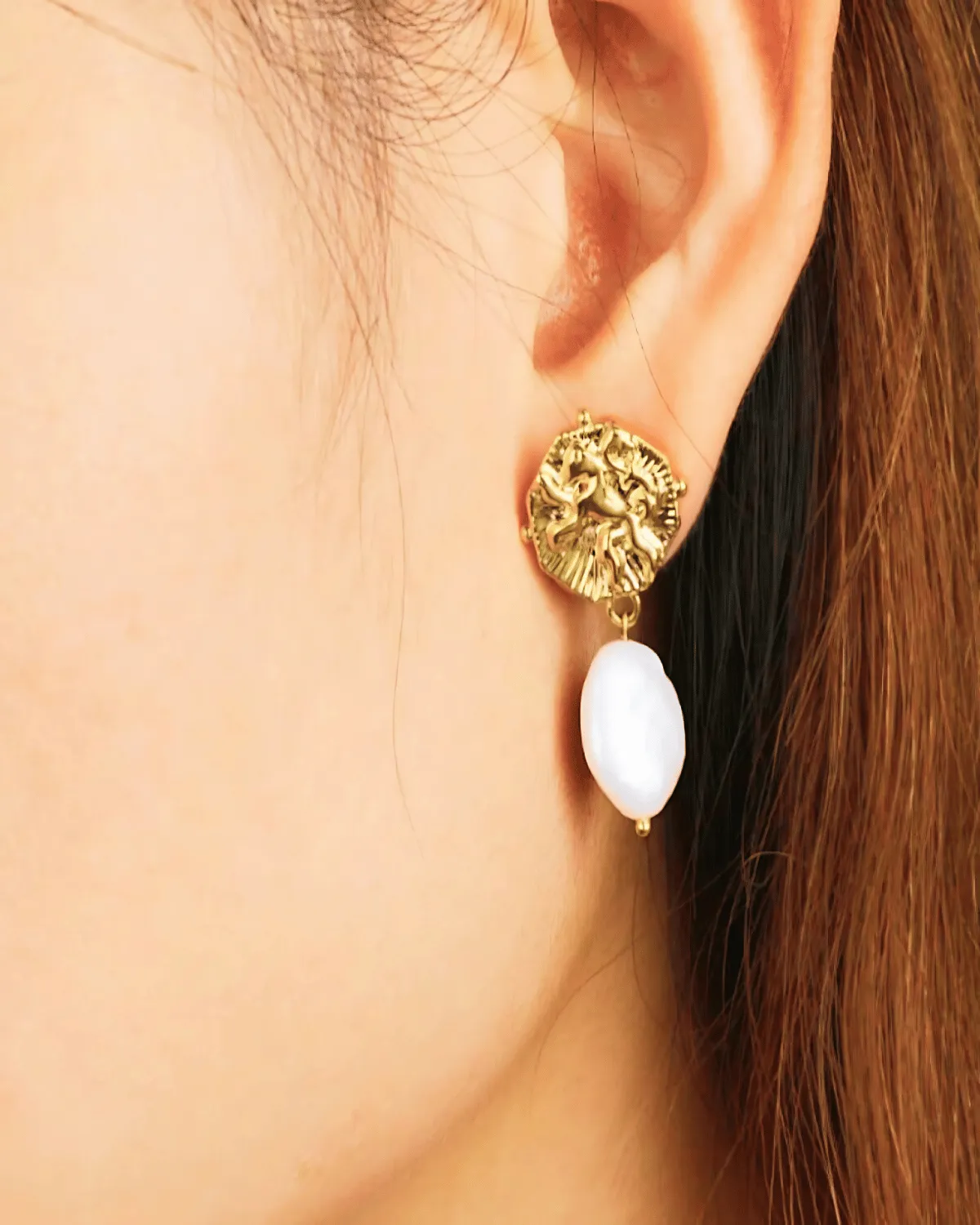 18K Pearl Drop Earrings sold by Mason & Madison Co. product image thumbnail 2