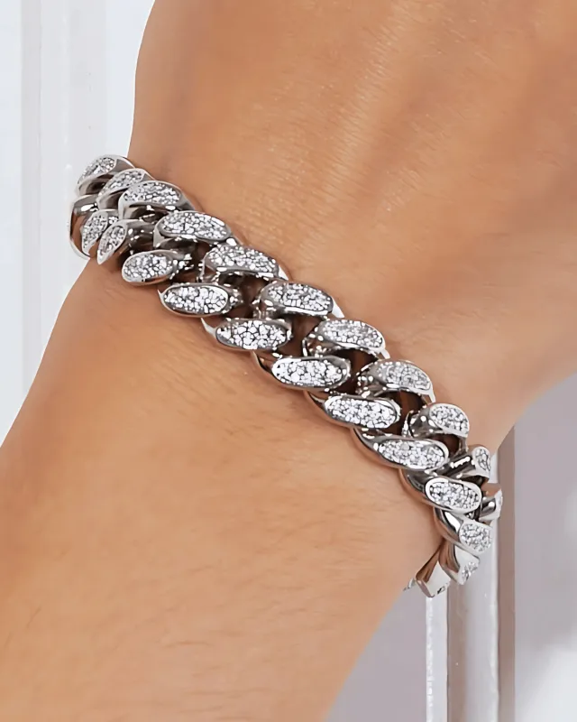 Diamond Silver Chain Bracelet - MASON CHUNKY CHAIN™ - On My Mind sold by Mason & Madison Co.