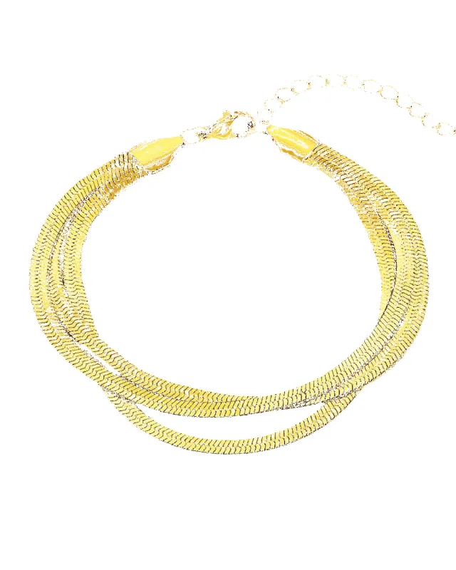 18K Gold Layered Chain Bracelet - Snake Triple sold by Mason & Madison Co.