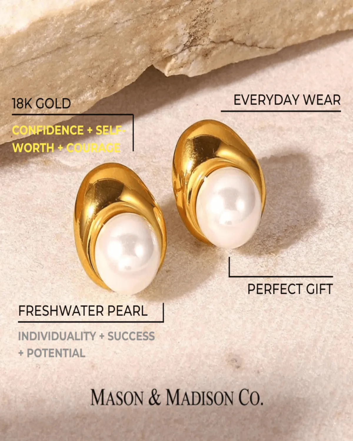 18K Pearl Stud Earrings - Lovelier Than Ever sold by Mason & Madison Co. product image thumbnail 3