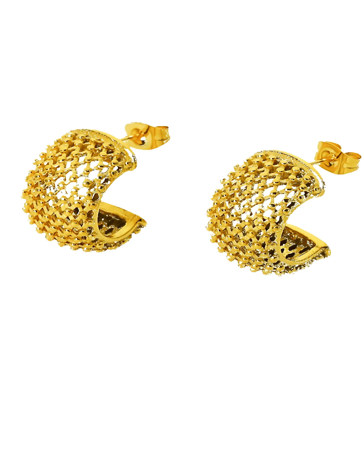 18K Gold Hoop Earrings - Mesh Half sold by Mason & Madison Co.