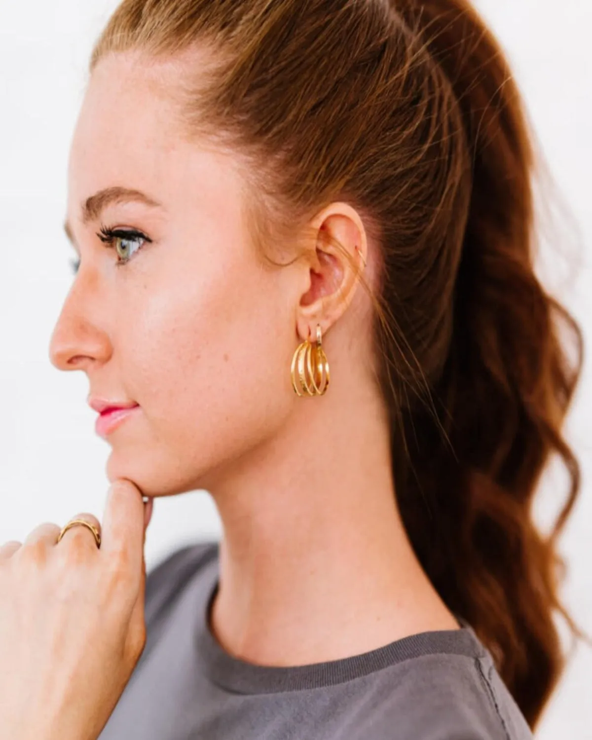 18K Gold Hoop Earrings - 3 in 1 C sold by Mason & Madison Co. product image thumbnail 2